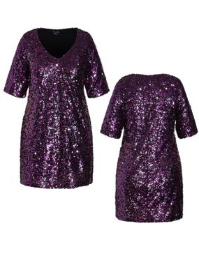 City Chic Sequin Plus Size Glam Dress in Purple NWT SIZE 20-SOLD OUT NWT